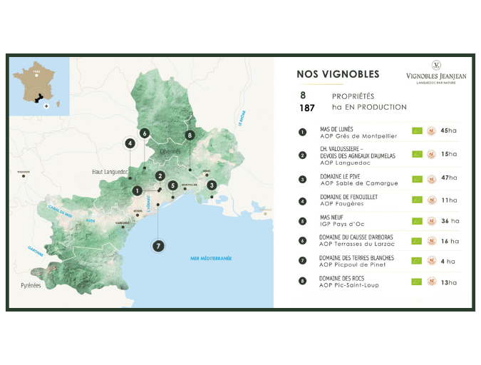 Les 8 propriétés des Vignobles Jeanjean